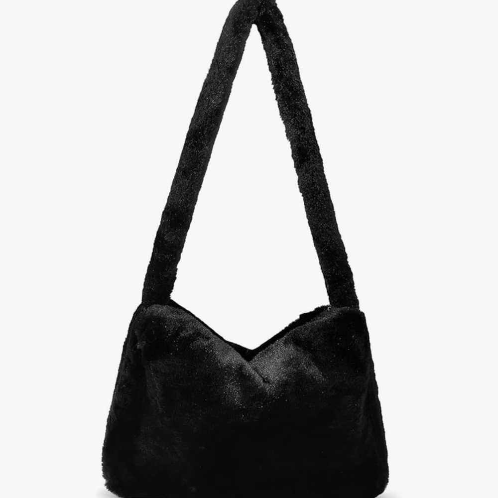 Black Faux Fur Shoulder Bag